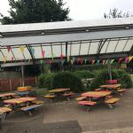 Colourful bunting.